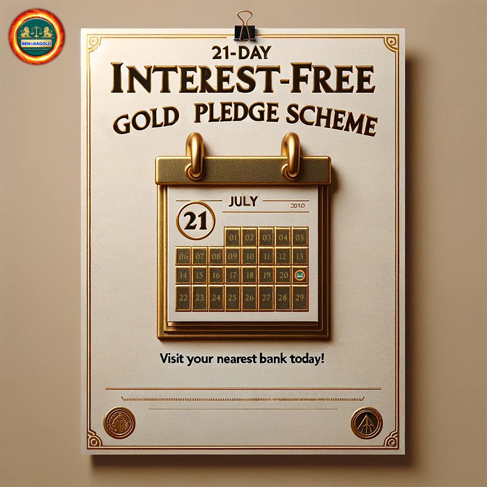 21 Day Interest Free Gold Pledge Scheme